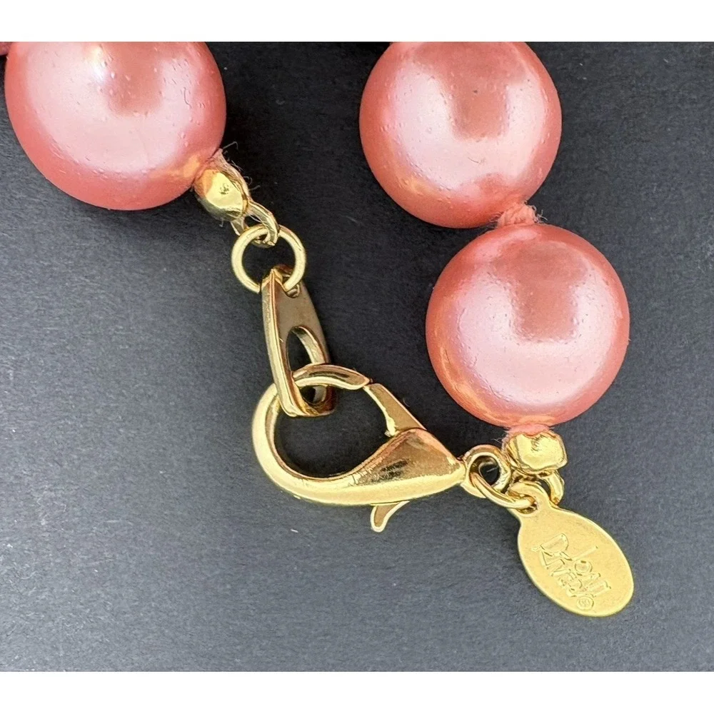 Vintage Joan Rivers Pastel Pink Glass Faux Pearl Necklace Knotted Colorful 30